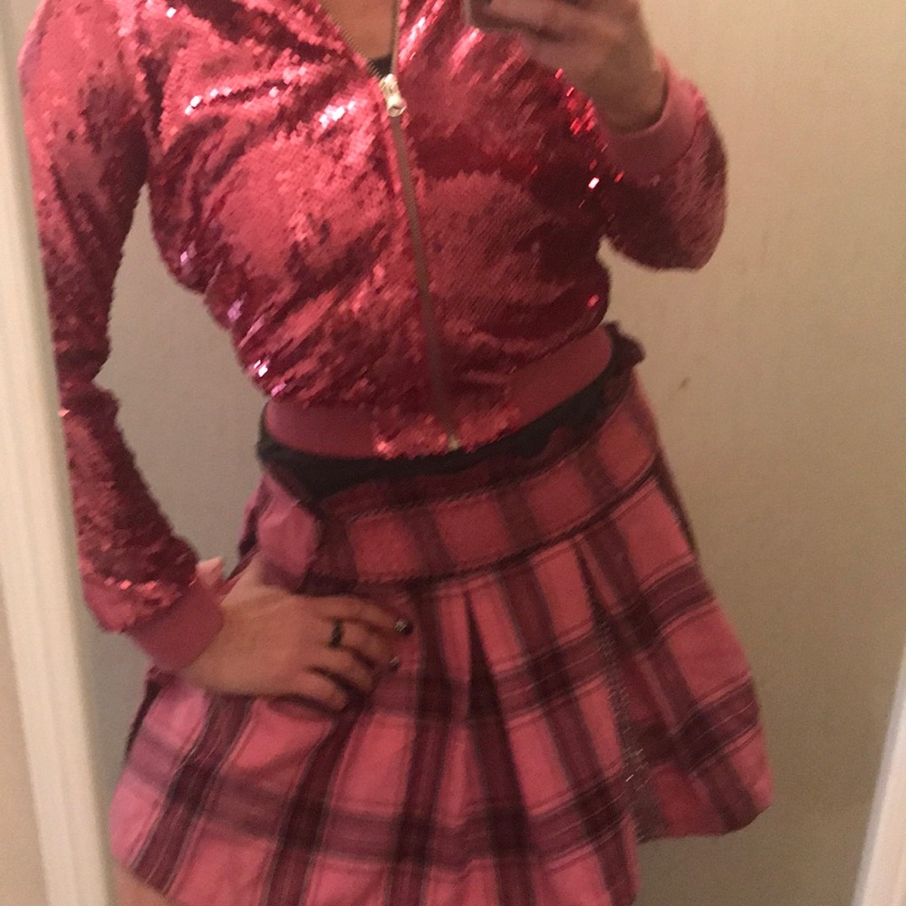 Pink sequin hoodie! Medium